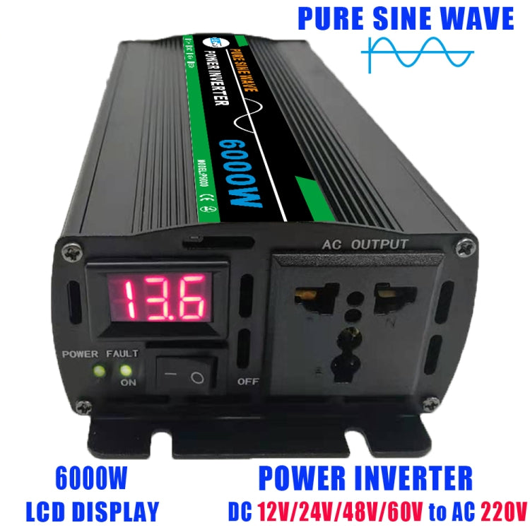 6000W (Actual 1000W) 60V to 220V High Power Car Sine Wave Inverter Power Converter - Pure Sine Wave by PMC Jewellery | Online Shopping South Africa | PMC Jewellery