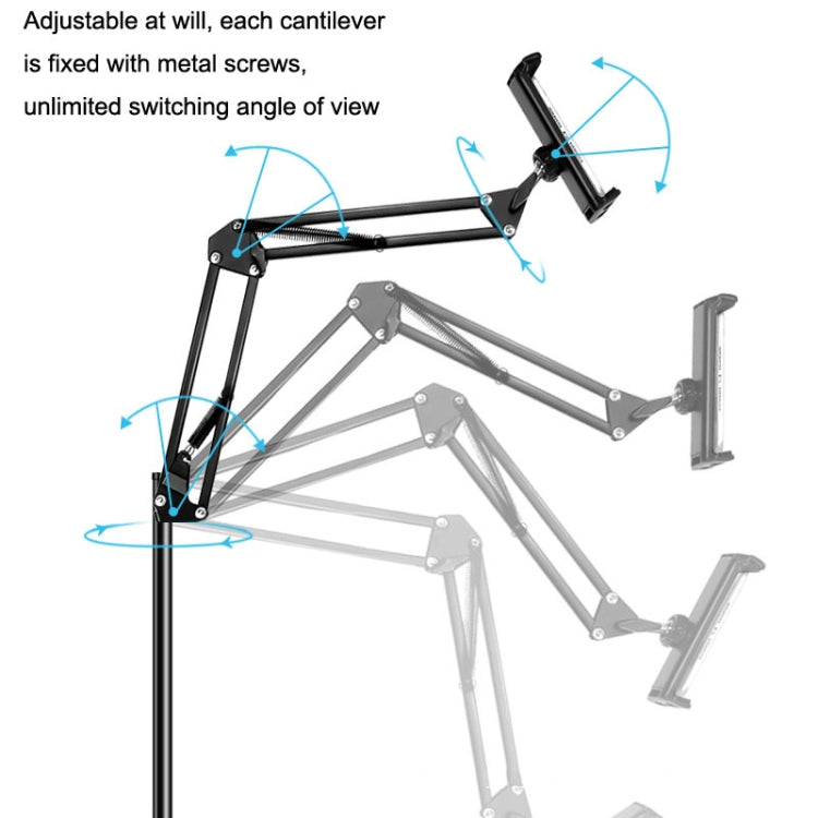 155cm Mobile Phone Tablet Live Broadcast Bedside Lifting Bracket Telescopic Floor Stand (White) - Lazy Bracket by PMC TechLife | Online Shopping South Africa | PMC TechLife