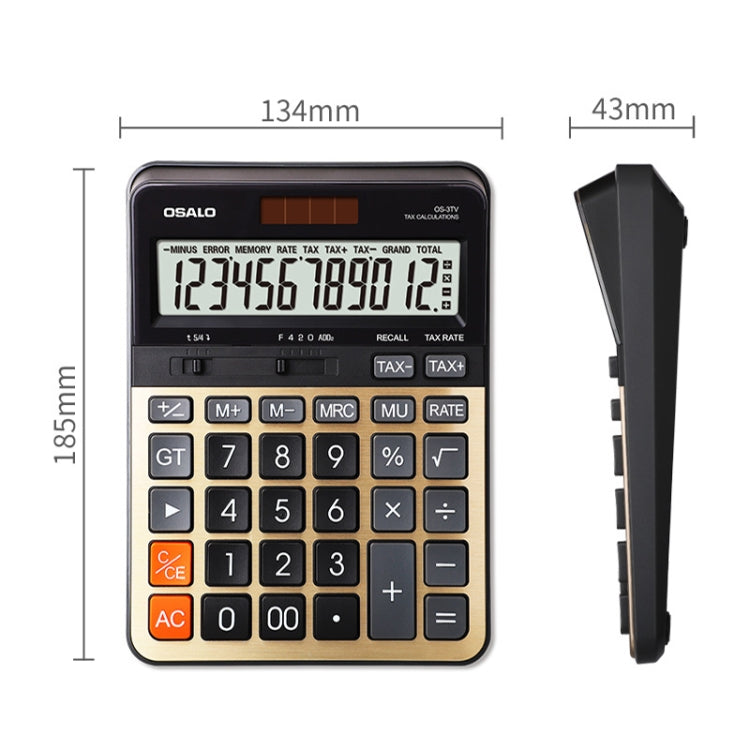 OSALO OS-3TV 12-digit LCD Screen Solar Dual Power Supply Desktop Calculator - free shipping - PMC TechLife - Order now!
