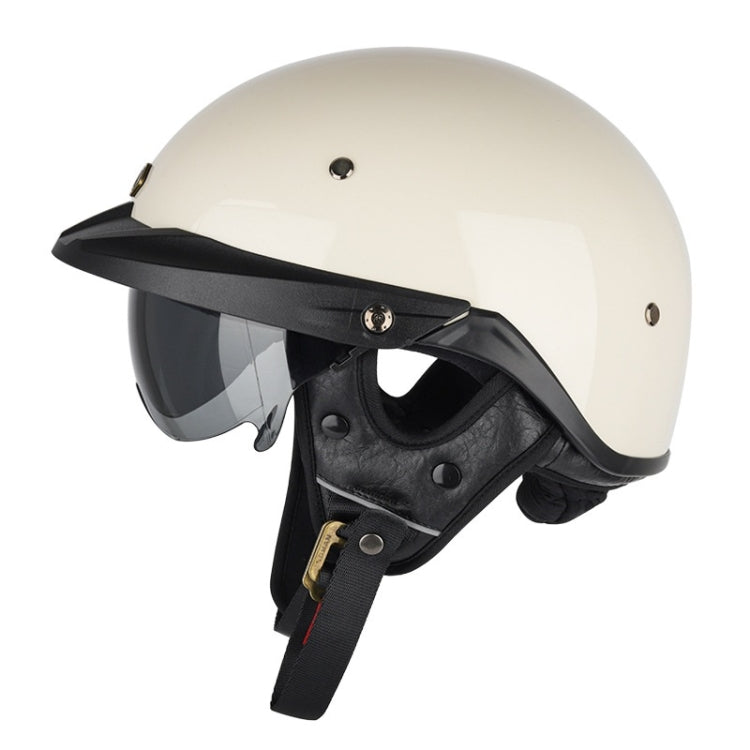 SOMAN Motorcycle Half Helmet Adjustable Helmet With Inner Mirror, Size: L(White) - Helmets by SOMAN | Online Shopping South Africa | PMC Jewellery | Buy Now Pay Later Mobicred