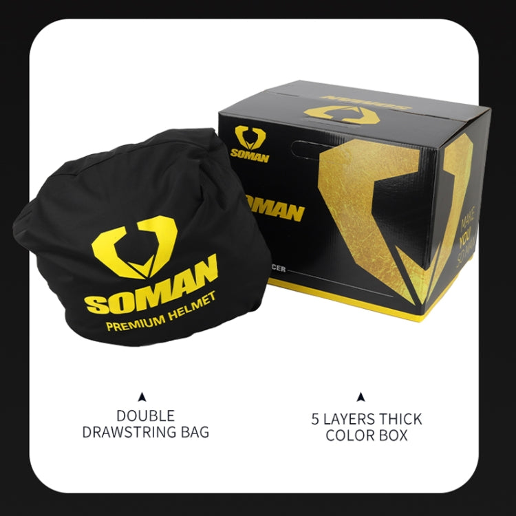 SOMAN Motorcycle Dual Lens Riding Peel-Off Full Coverage Helmet, Size: M(Bright Black Green) - free shipping - PMC TechLife - Order now!
