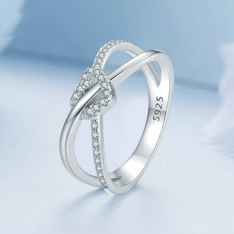 S925 Sterling Silver Plated Gold Heart-Shaped Wrap Double-Layer Rings, Size: 7(BSR464) - Rings by PMC Jewellery | Online Shopping South Africa | PMC Jewellery