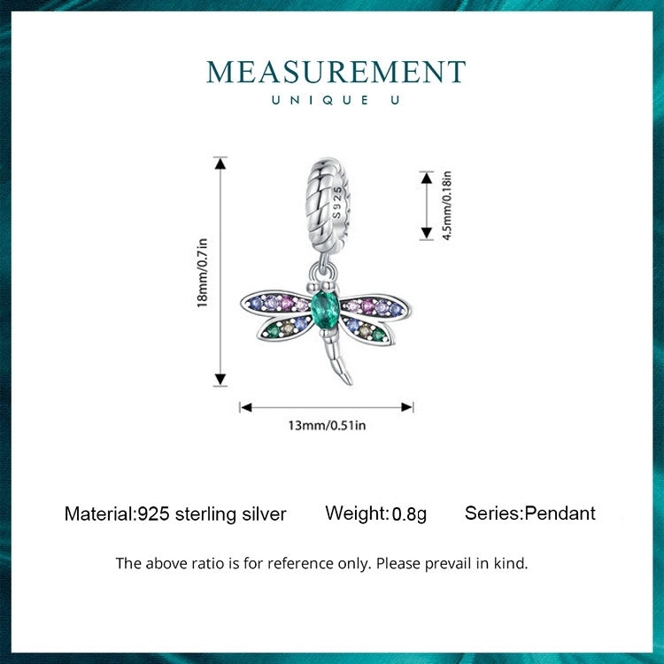 SCX141 Sterling Silver Zircon Dragonfly Beaded Jewelry Accessory - Jewelry Accessories by PMC Jewellery | Online Shopping South Africa | PMC Jewellery