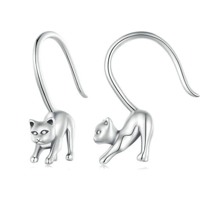 SCE1618 Sterling Silver S925 Cute Cat Open Earrings - Stud Earrings & Earrings by PMC Jewellery | Online Shopping South Africa | PMC Jewellery