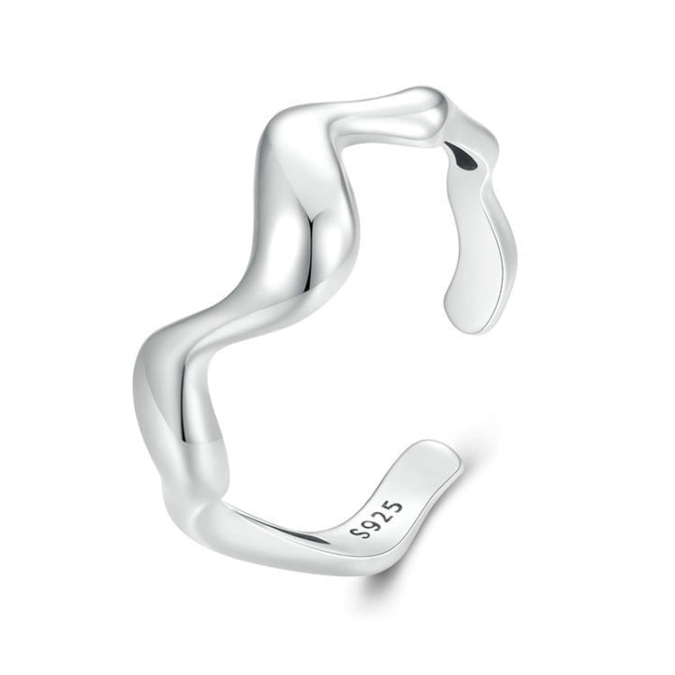 Sterling Silver S925 Simple Wavy Opening Adjustable Ring - Rings by PMC Jewellery | Online Shopping South Africa | PMC Jewellery