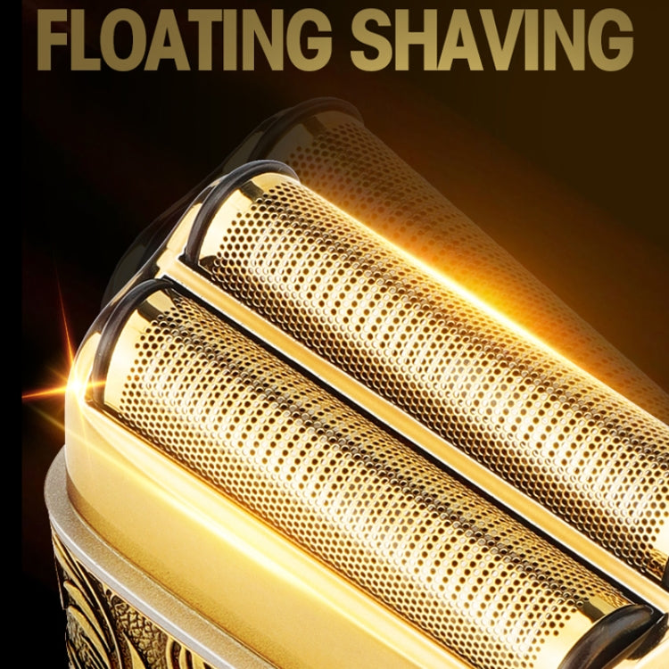 Men Electric Shaver Full Metal Body Reciprocating Shaver(Gold+Knife Net) - Electric Shavers by PMC Jewellery | Online Shopping South Africa | PMC Jewellery