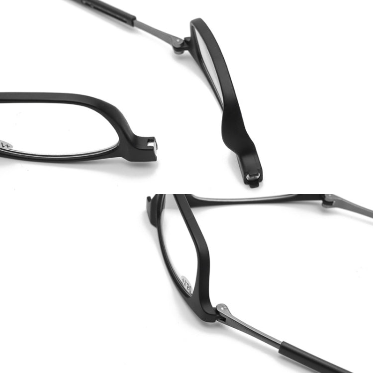 Portable Magnetic Hanging Neck Retractable Reading Glasses +225(Black Frame Gray Legs) - Presbyopic Glasses by PMC Jewellery | Online Shopping South Africa | PMC Jewellery