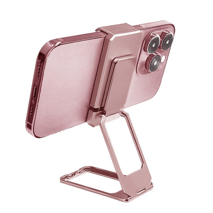 Back Clip Double Ring Magnetic Metal Folding Phone Bracket Desktop Lazy Ring Phone Holder(Rose Gold) - Ring Holder by PMC Jewellery | Online Shopping South Africa | PMC Jewellery