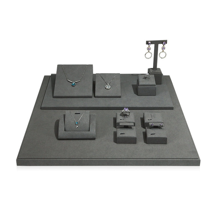 Gray Jewelry Display Microfiber Jewelry Props Display Rack Set 3 - Jewelry Storages by PMC Jewellery | Online Shopping South Africa | PMC Jewellery