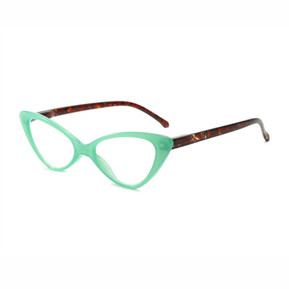 Street Stall Triangular Cat Eye Presbyopic Glasses, Degree: +200(Light Green) - Presbyopic Glasses by PMC Jewellery | Online Shopping South Africa | PMC Jewellery