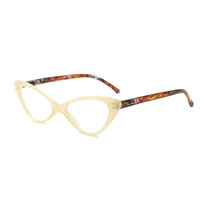 Street Stall Triangular Cat Eye Presbyopic Glasses, Degree: +350(Light Yellow) - Presbyopic Glasses by PMC Jewellery | Online Shopping South Africa | PMC Jewellery