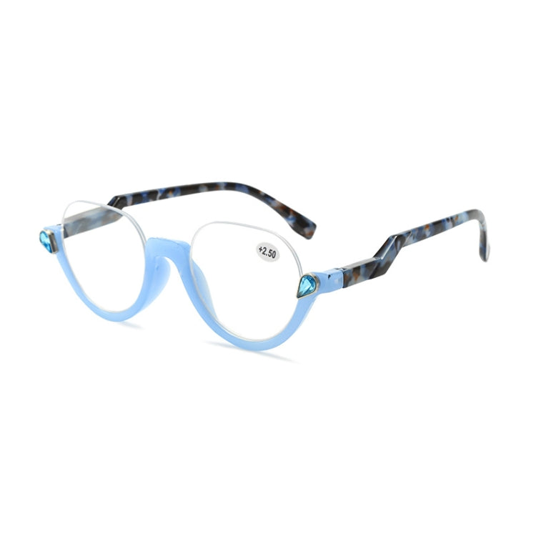 Diamond Studded Cat Eye Presbyopic Glasses Half-frame Fish-filament Glasses Unisex, Degree: 150(Light Blue) - Presbyopic Glasses by PMC Jewellery | Online Shopping South Africa | PMC Jewellery