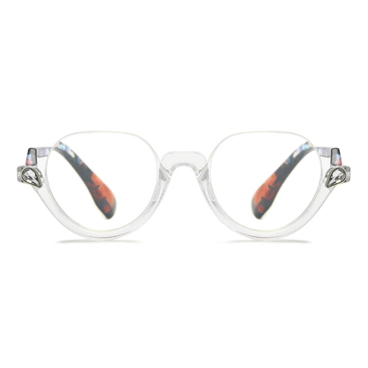 Diamond Studded Cat Eye Presbyopic Glasses Half-frame Fish-filament Glasses Unisex, Degree: +300(Transparent Flower Feet) - Presbyopic Glasses by PMC Jewellery | Online Shopping South Africa | PMC Jewellery