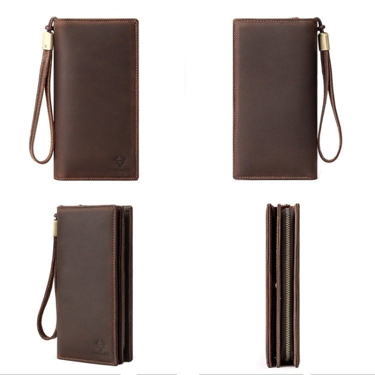 HUMERPAUL RFID Large Capacity Leather Wallet Long Men Pump Mobile Phone(Brown) - free shipping - PMC TechLife - Order now!