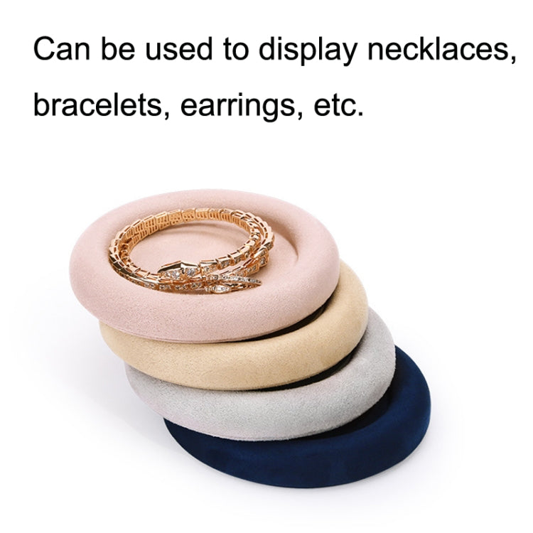 12x1.8cm Jewelry Ring Velvet Leather Round Empty Plate Bracelet Display Rack(Pink) - Jewelry Storages by PMC Jewellery | Online Shopping South Africa | PMC Jewellery