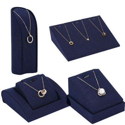 20x14x5.5cm 3-bit Necklace Holder Jewelry Display Props Blue Microfiber Window Necklace Earring Ring Stand - Jewelry Storages by PMC Jewellery | Online Shopping South Africa | PMC Jewellery