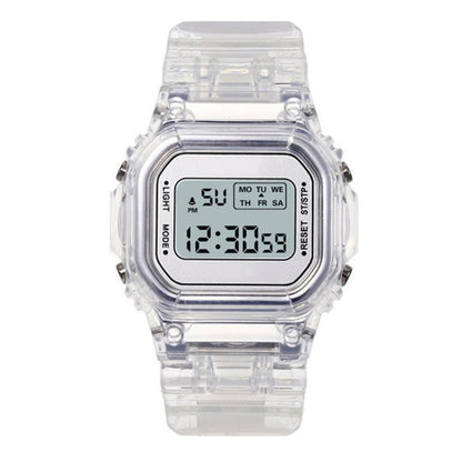 Outdoor Sports Simple Transparent Case Waterproof Luminous Electronic Watch(Transparent Square White) - Sport Watches by PMC Jewellery | Online Shopping South Africa | PMC Jewellery