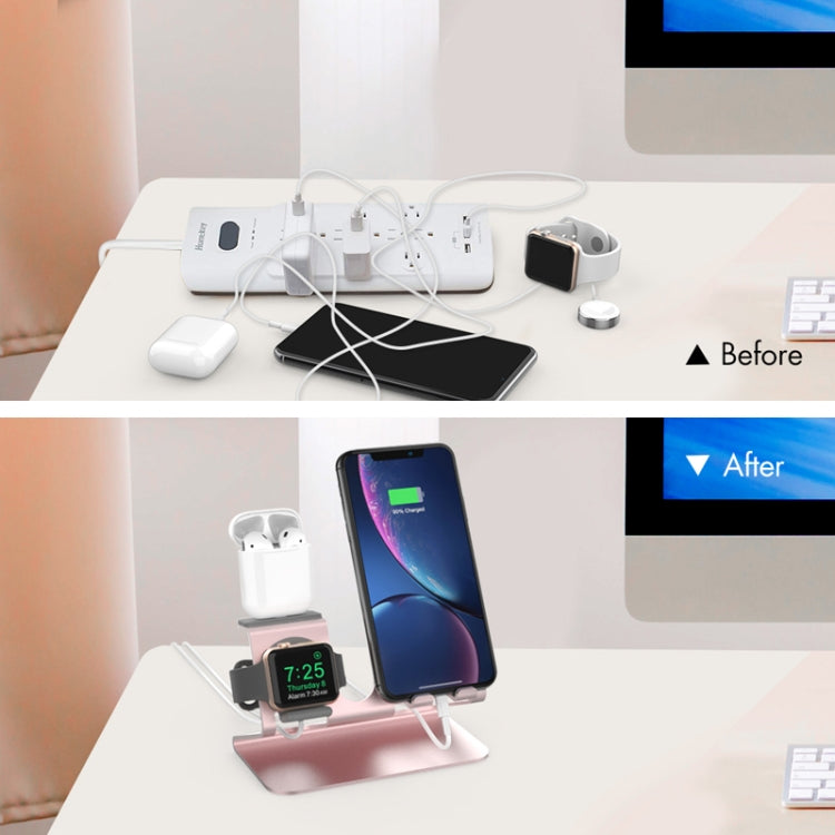 For IPhone / AirPods / Apple Watch Series AhaStyle 3 In 1 Aluminum Alloy Stand(Rose Gold) - Desktop Holder by AhaStyle | Online Shopping South Africa | PMC Jewellery