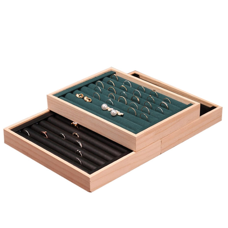 Solid Wooden Velvet Jewelry Display Tray Ring Earring Bracelet Storage And Organization Box, Specification: Small Beige - Jewelry Storages by PMC Jewellery | Online Shopping South Africa | PMC Jewellery