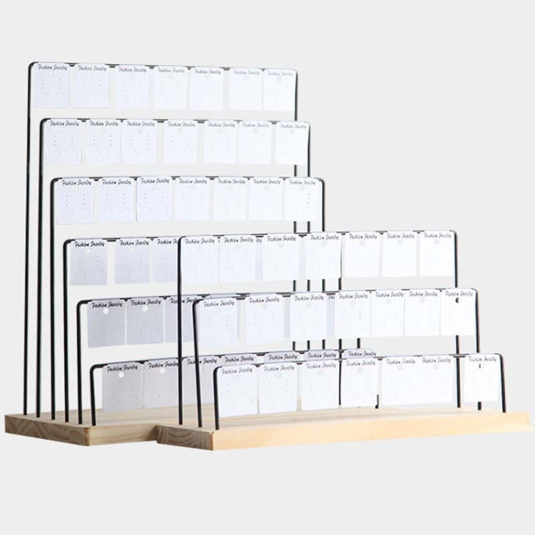 Wooden Base Iron Multi-Layer Earrings Storage Display Rack Can Hang Jewelry Display Shelf, Style: 6 Layers (Black) - Jewelry Storages by PMC Jewellery | Online Shopping South Africa | PMC Jewellery