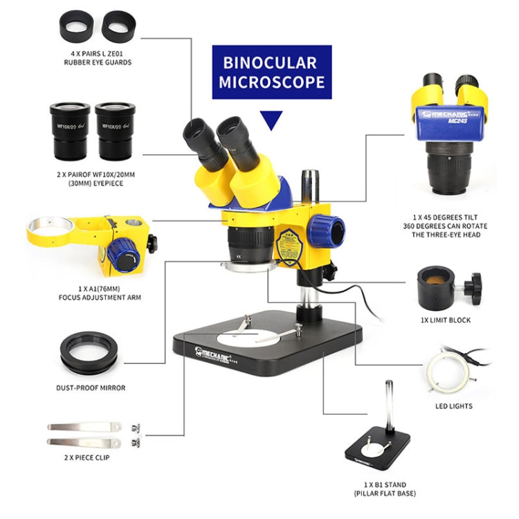 MECHANIC MC-75TB1 Trinocular Stereo Microscope Industrial Grade Can Connect To HD Display - free shipping - PMC TechLife - Order now!