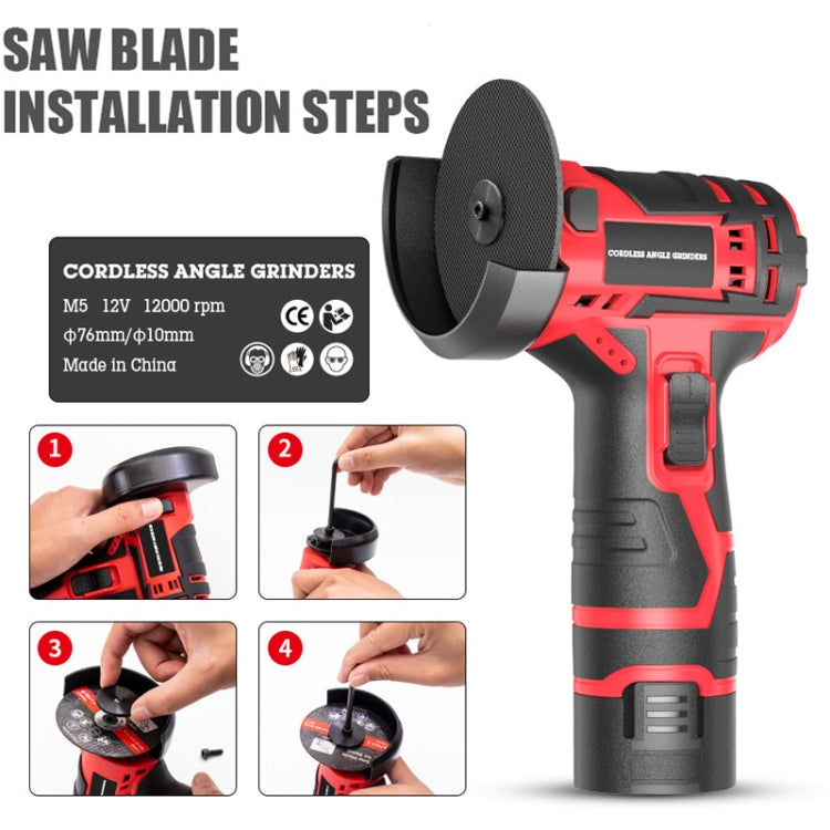 HILDA 12V 3 Inch Li-Ion Angle Grinder Home Cutting And Sanding Machine, US Plug, Model: Plastic Package With 2 Battery - free shipping - PMC TechLife - Order now!
