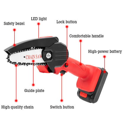 HILDA Rechargeable Cordless Mini Electrical Chain Saw Logging Tools Plastic Package, Model: EU Plug With 1 Battery Black - Electric Saws & Accessories by HILDA | Online Shopping South Africa | PMC Jewellery