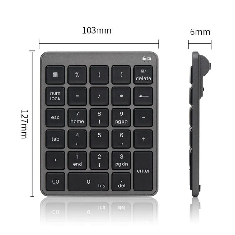 KN-980 28 Keys Portable Wireless Digital Quiet Keypad Computer External Digital Password Keypad(Gray) - free shipping - PMC TechLife - Order now!