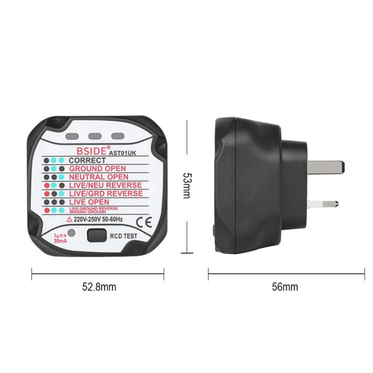 BSIDE AST01 Plug Power Tester Electrical Socket Detector UK Plug - free shipping - PMC TechLife - Order now!