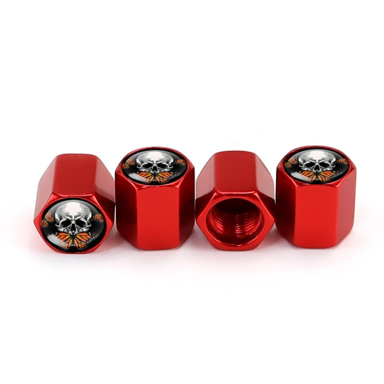 4pcs/set Skull Metal Car Tire Universal Modified Aluminum Alloy Valve Cap(Red) - Tire Valve Caps by PMC TechLife | Online Shopping South Africa | PMC TechLife | Buy Now Pay Later Mobicred