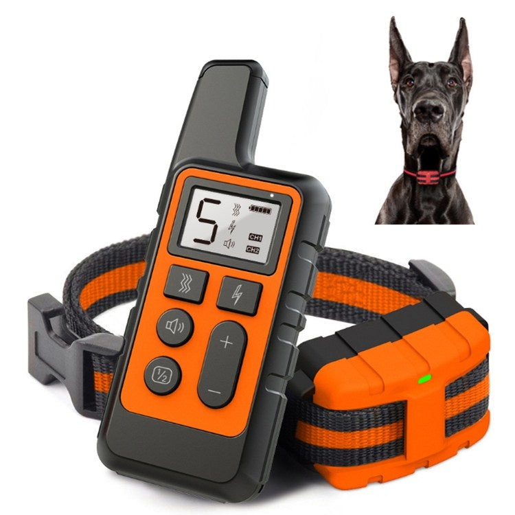 500m Dog Training Bark Stopper Remote Control Electric Shock Waterproof Electronic Collar(Orange) - Training Aids by PMC Jewellery | Online Shopping South Africa | PMC Jewellery