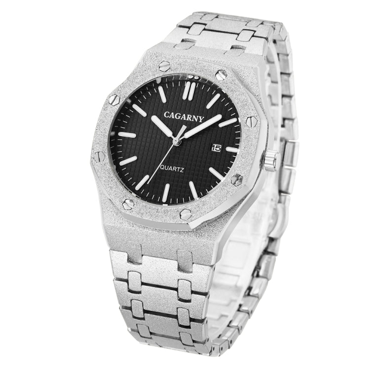 CAGARNY 6885 Octagonal Dial Quartz Dual Movement Watch Men Stainless Steel Strap Watch(Silver Shell Black Dial) - Metal Strap Watches by CAGARNY | Online Shopping South Africa | PMC Jewellery | Buy Now Pay Later Mobicred