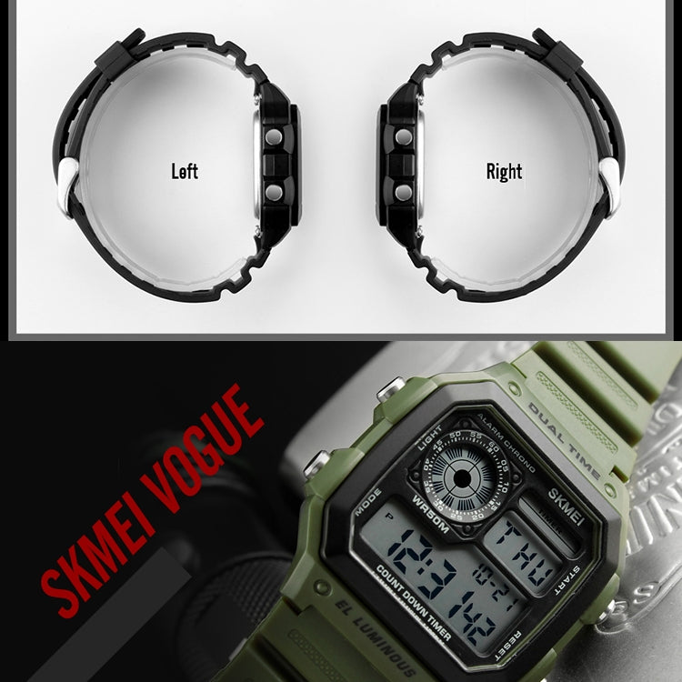 SKMEI 1299 Multifunctional Outdoor Sports Noctilucent Waterproof Digital Display Wrist Watch (Army Green) - Sport Watches by SKMEI | Online Shopping South Africa | PMC Jewellery | Buy Now Pay Later Mobicred