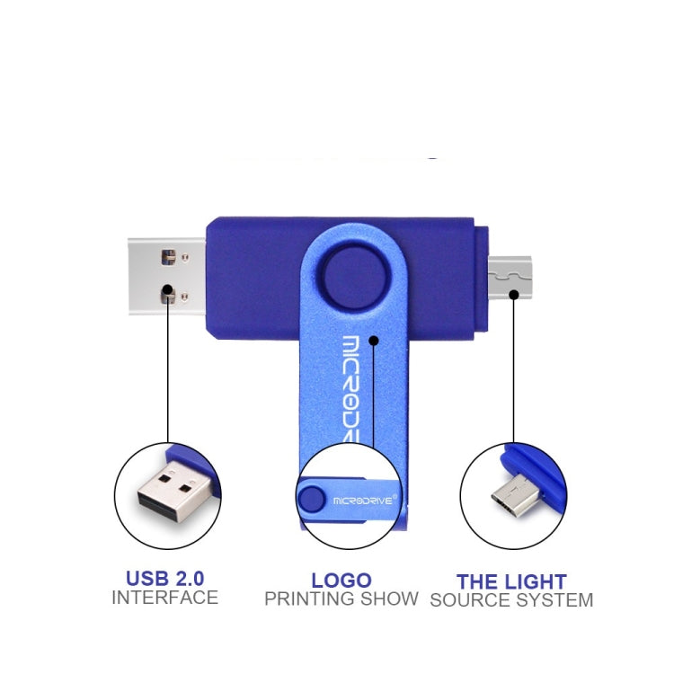 MicroDrive 32GB USB 2.0 Mobile Computer Dual-use Rotating OTG Metal U Disk (Red) - USB Flash Drives by MicroDrive | Online Shopping South Africa | PMC TechLife | Buy Now Pay Later Mobicred